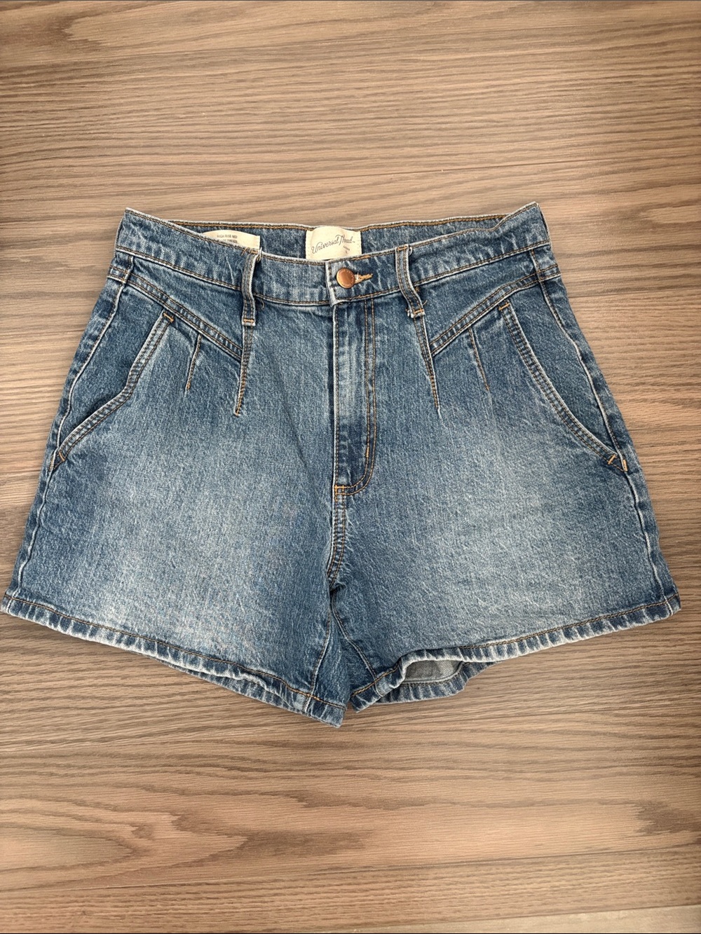 Blue Washed Denim High-Rise Jean Shorts